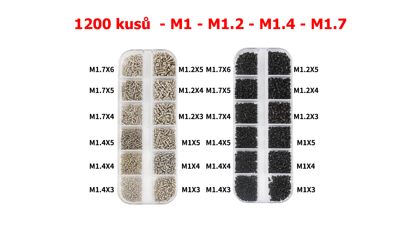 Sada vrutů - 1200 kusů - bílý zinek