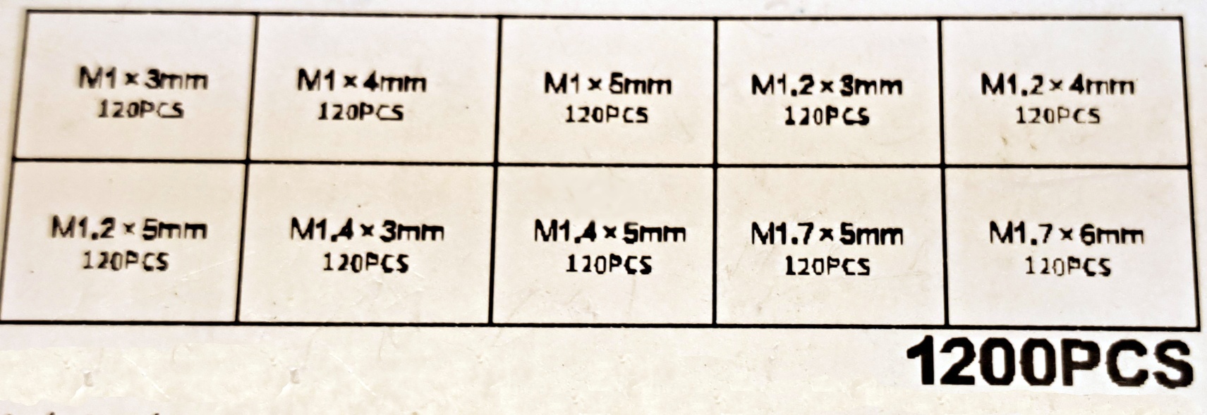 Sada vrutů - 1200 kusů - černá ocel