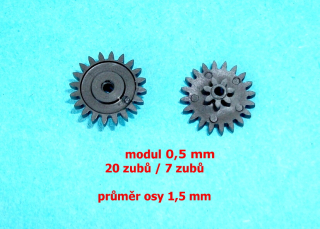 ozubené kolo modul 0,5 - 20/7 zubů