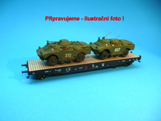 plošinový vůz Rmmp/Pao ČSD s nákladem BRDM-2 - 1:87