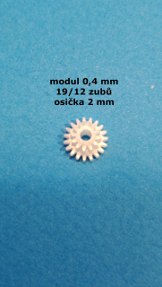 ozubené kolo modul 0,4 -19/12 zubů