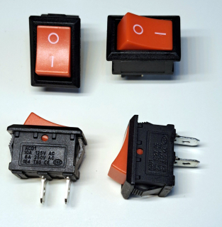 vypínač 220V - červený - sada 4 kusy