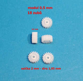 ozubené kolo modul 0,5 - 18 zubů
