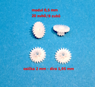ozubené kolo modul 0,5 - 20/8 zubů