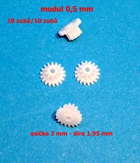 ozubené kolo modul 0,5 - 18/10 zubů