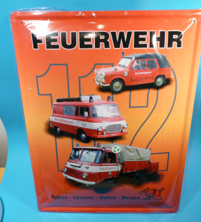 3D FEUERWEHR DDR 40 x 30 cm 