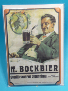 BOCKBIER plech. pohlednice 10 x14 cm