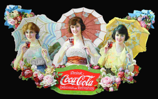 Coca Cola - Dámy se slunečníky 40 x 30 cm